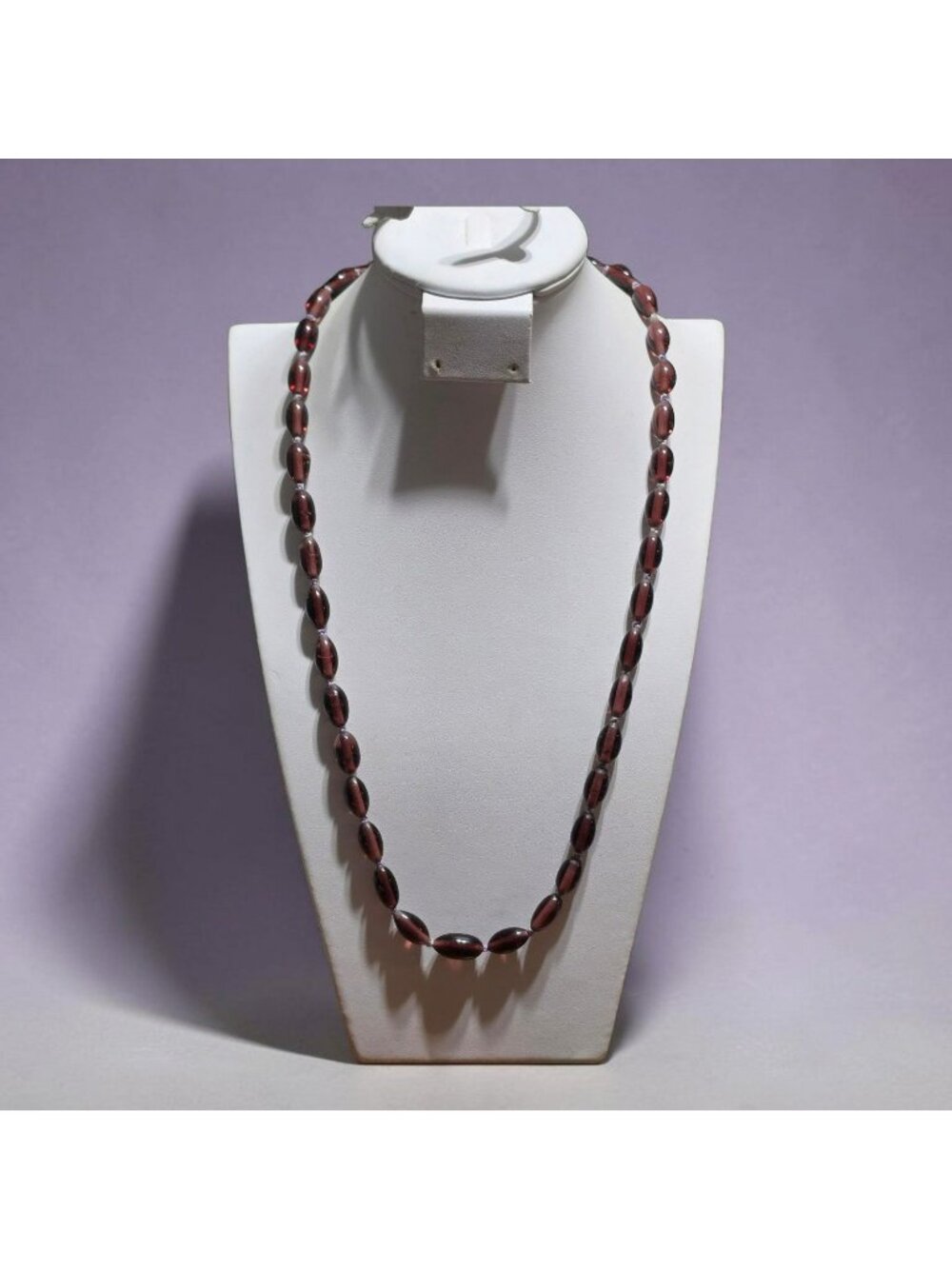 Vintage Garnet Glass Bead Necklace Gold-Tone Clasp 24" Jewelry